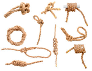 various kinds of knots on display