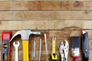 tools resting on wood 