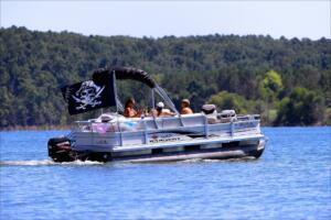 pontoon boat on the lake