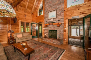 Living Room in Cherokee Lake Log Cabin
