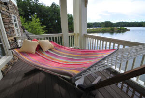 hammock on porch overlooking Lake Martin