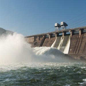 dam with gushing water