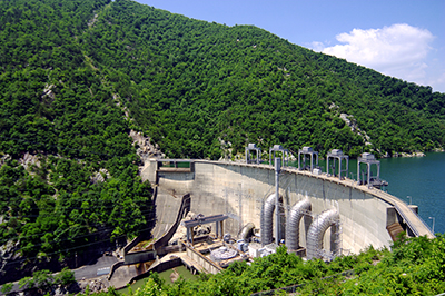 Smith Mountain Dam coils and mountain side