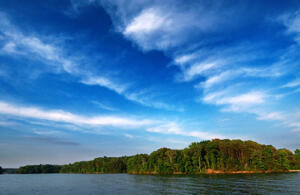 Tree line and open sky over Smith Mountain Lake