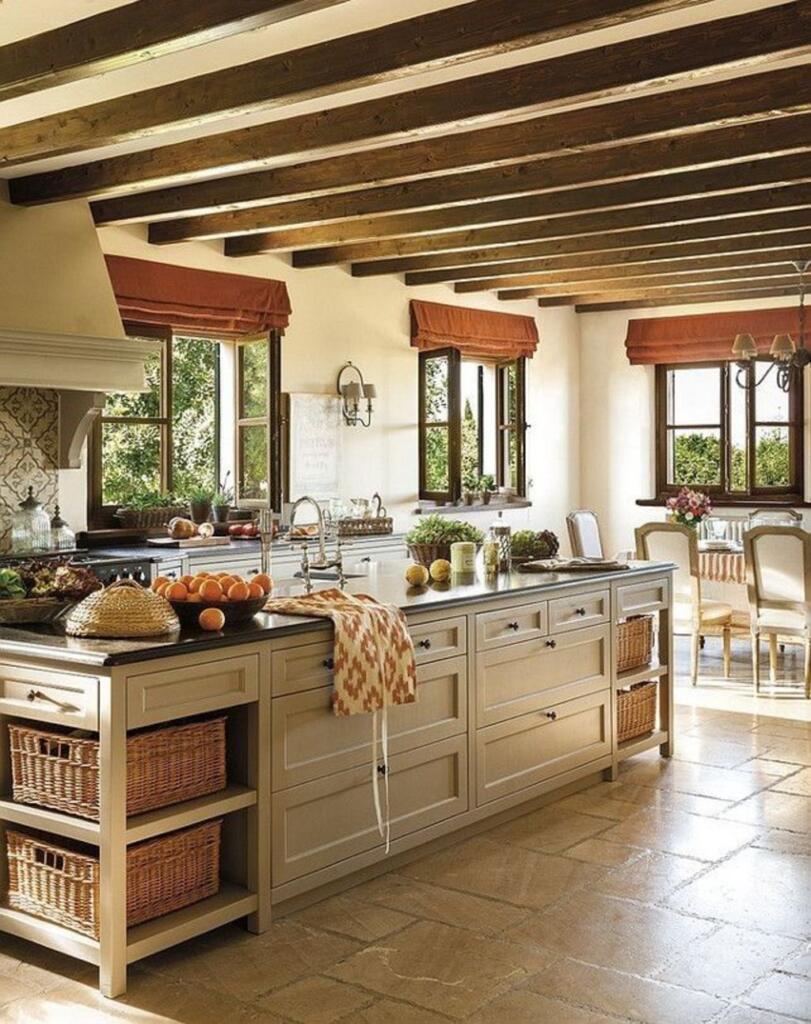 Rustic kitchen with stone tile 