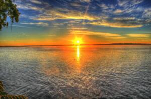 colorful sunset over Central Florida's lakes and lake communities 