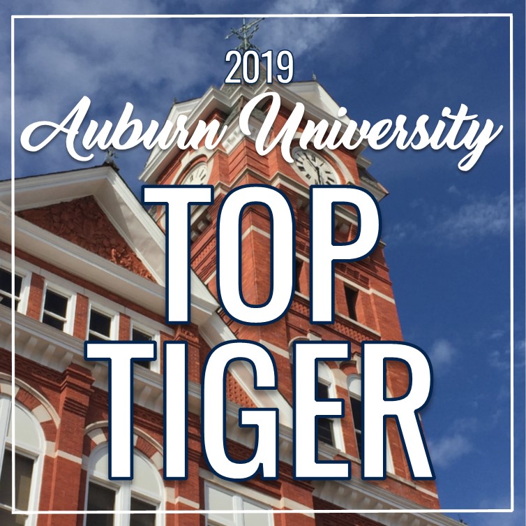 Auburn University Image with text overlay "2019 Auburn University Top Tiger"