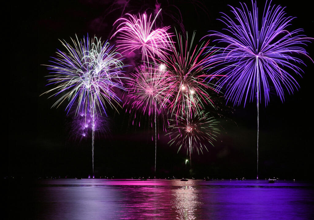 Fourth of July fireworks over the lake