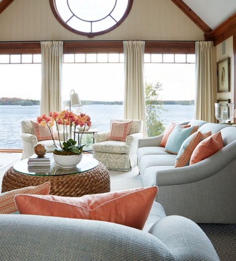 Living Coral Furniture Decor Lake Front Home