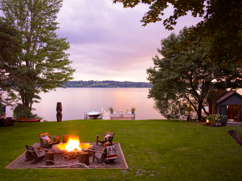 Image result for lakefront lakeside fire pit