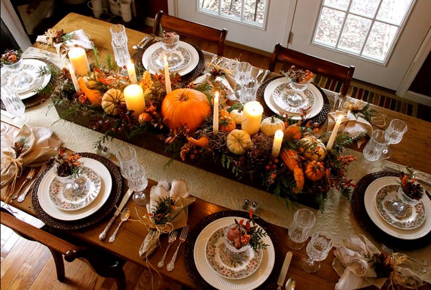 Fall autumnal tablescape for holiday season