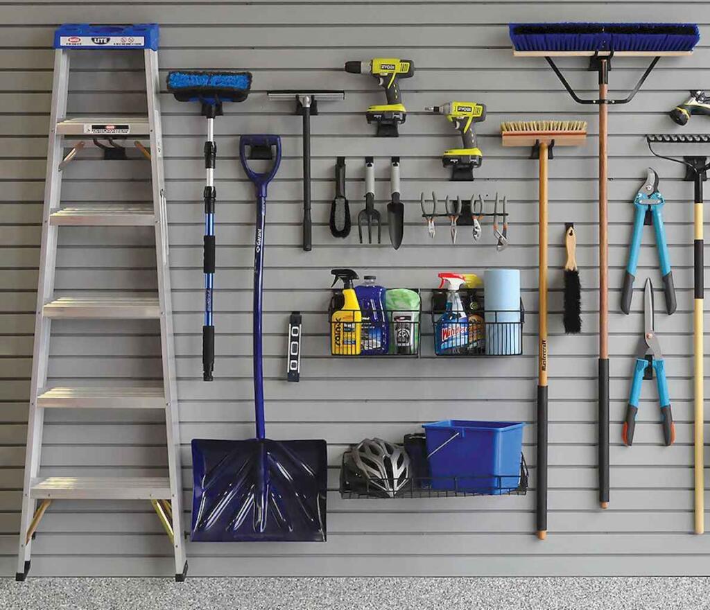 Organized garage shelving