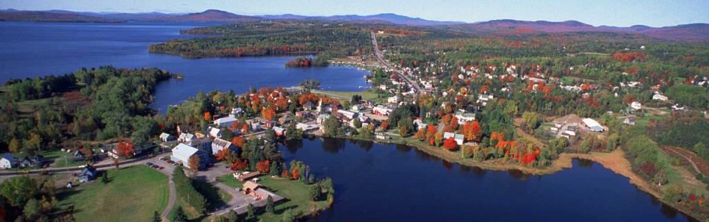 Aerial shot of Rangeley Lake