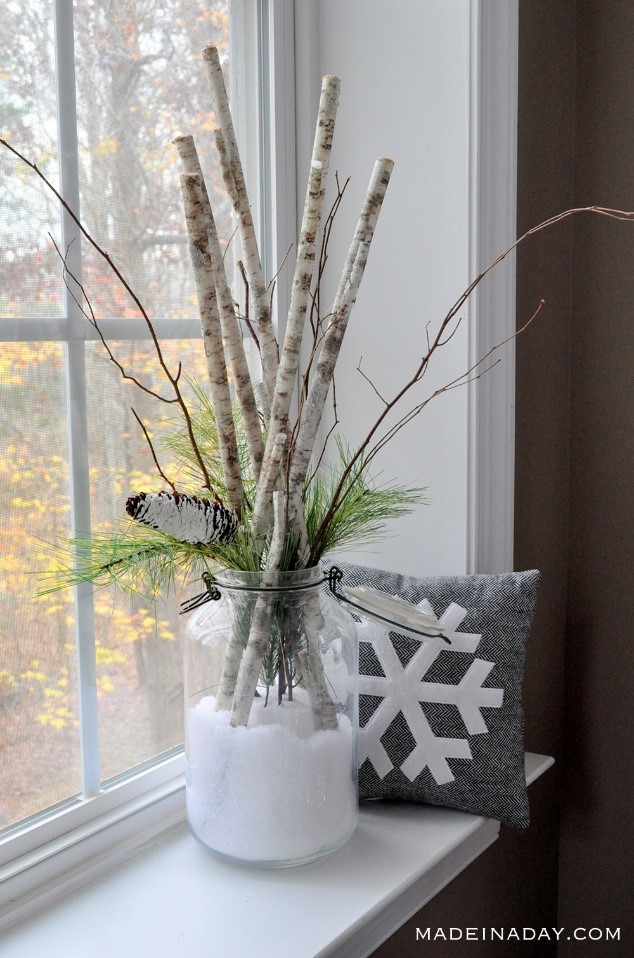 Tree branches as winter decoration