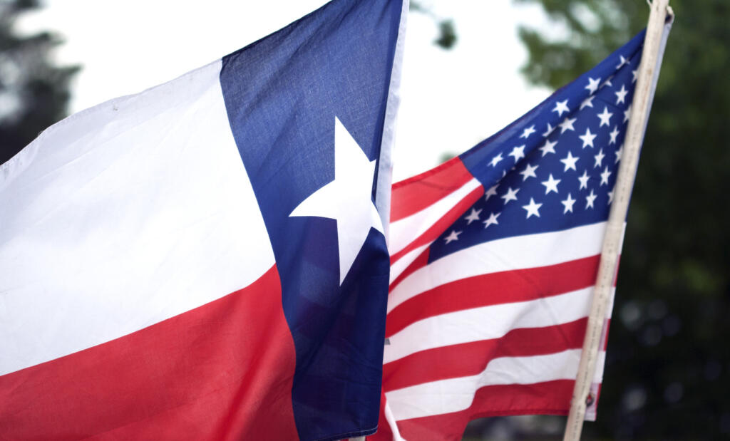 Texas flag and USA flag