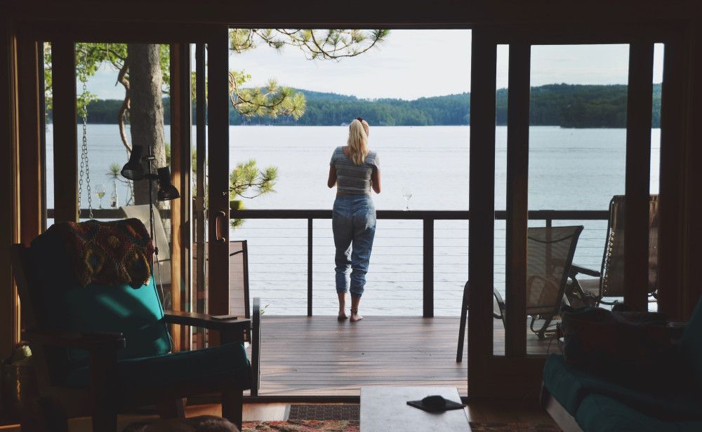 Woman standing on deck