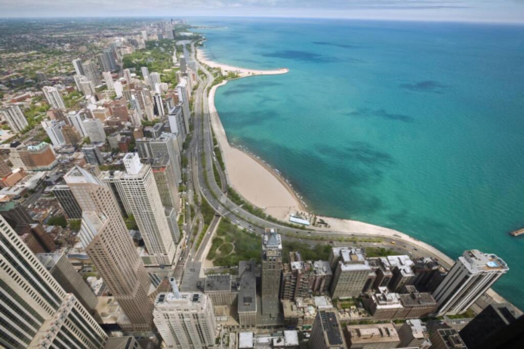 Michigan sandy beaches aerial birds eye view
