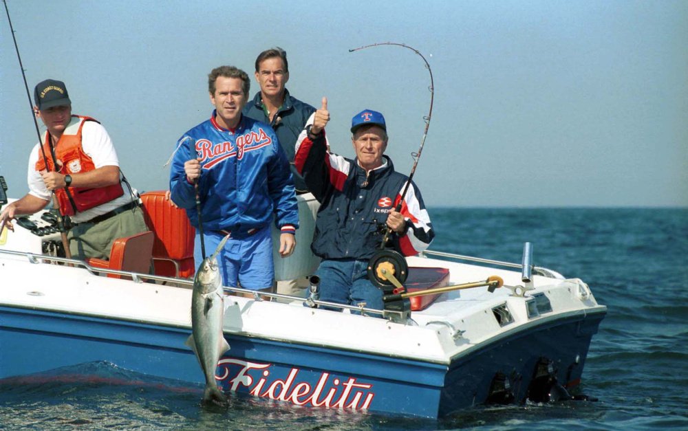 Former presidents fishing on boat