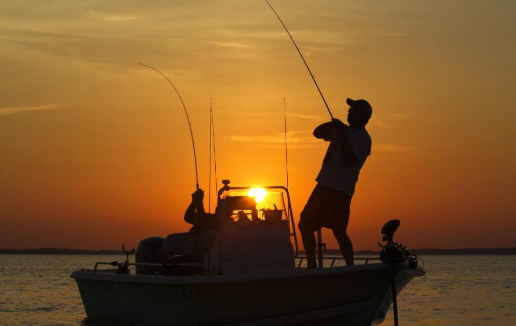 Man fishing on a boat