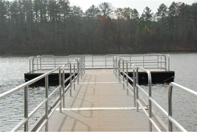 protective pier and dock with guard rails for people with disabilities