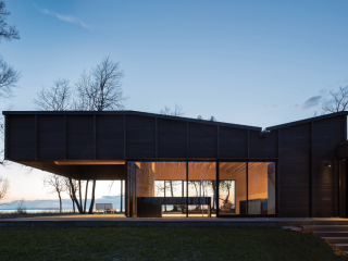 Charred Cedar–clad home on Lake Michigan